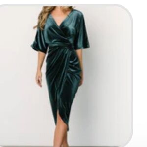 Baltic Born Brendyn Ruched Velvet Dress | Jade NWT